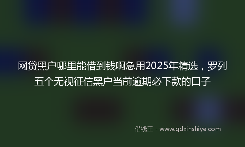 网贷黑户哪里能借到钱啊急用2025年精选，罗列五个无视征信黑户当前逾期必下款的口子
