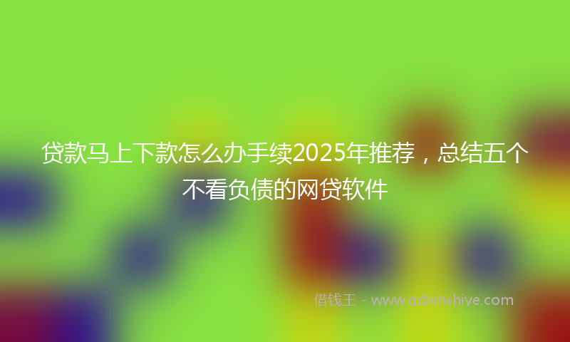 贷款马上下款怎么办手续2025年推荐，总结五个不看负债的网贷软件