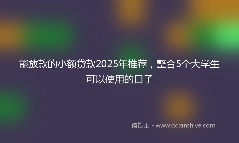 能放款的小额贷款2025年推荐，整合5个大学生可以使用的口子
