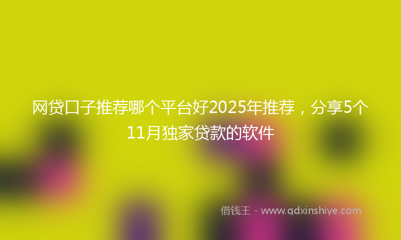 网贷口子推荐哪个平台好2025年推荐，分享5个11月独家贷款的软件