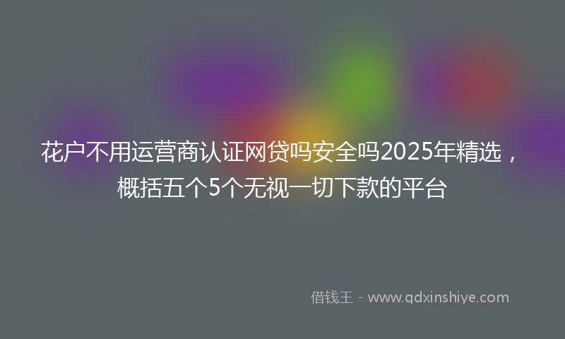 花户不用运营商认证网贷吗安全吗2025年精选，概括五个5个无视一切下款的平台
