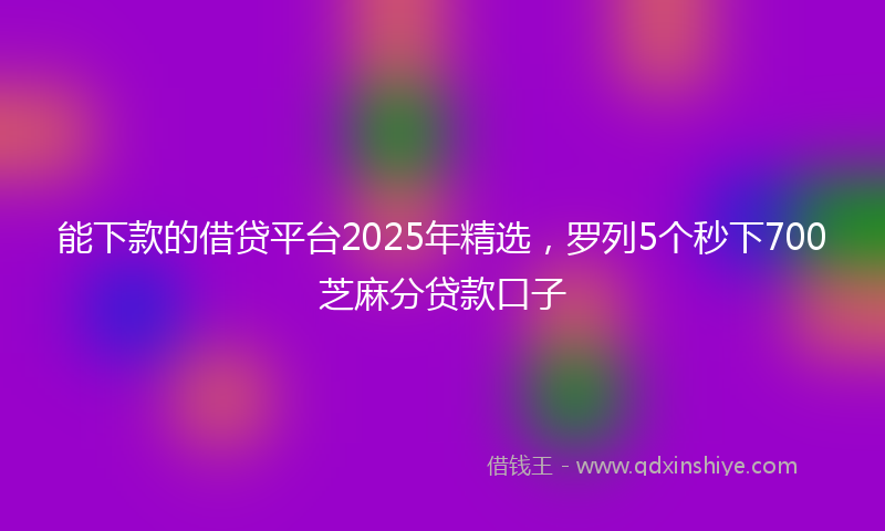 能下款的借贷平台2025年精选，罗列5个秒下700芝麻分贷款口子