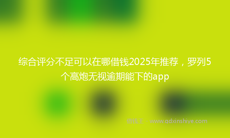 综合评分不足可以在哪借钱2025年推荐，罗列5个高炮无视逾期能下的app