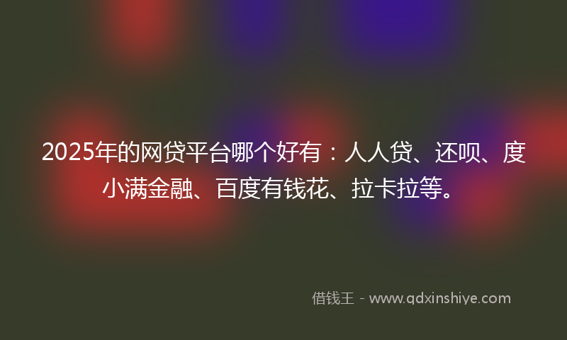 2025年的网贷平台哪个好有：人人贷、还呗、度小满金融、百度有钱花、拉卡拉等。