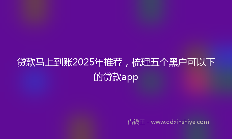 贷款马上到账2025年推荐，梳理五个黑户可以下的贷款app