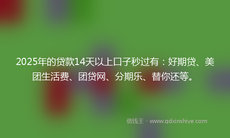 2025年的贷款14天以上口子秒过有：好期贷、美团生活费、团贷网、分期乐、替你还等。