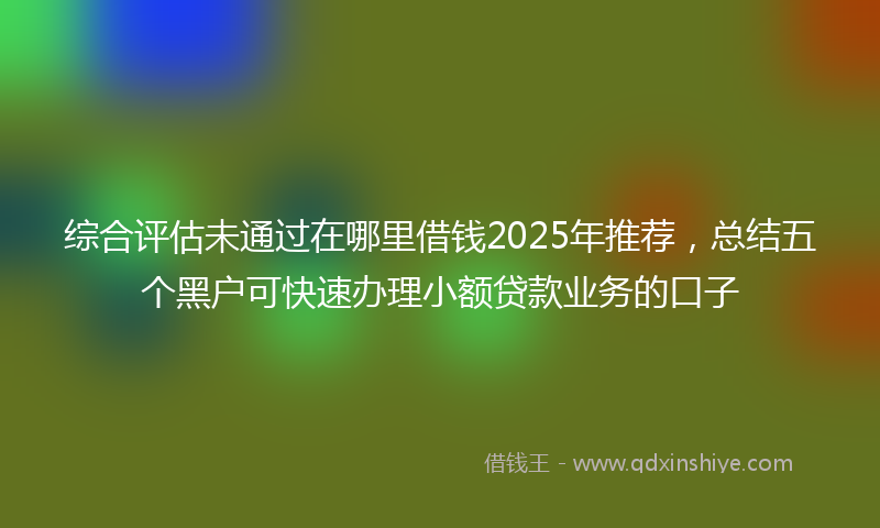 综合评估未通过在哪里借钱2025年推荐，总结五个黑户可快速办理小额贷款业务的口子