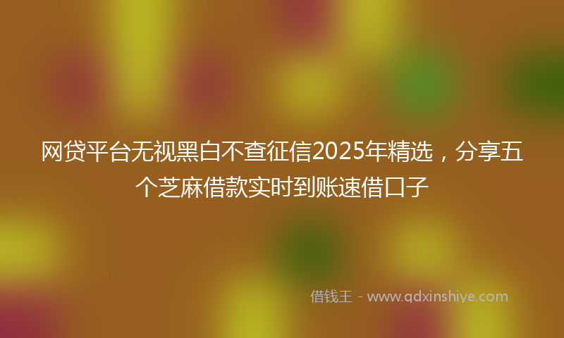 网贷平台无视黑白不查征信2025年精选，分享五个芝麻借款实时到账速借口子