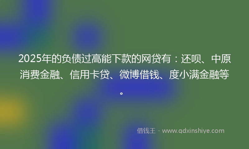 2025年的负债过高能下款的网贷有：还呗、中原消费金融、信用卡贷、微博借钱、度小满金融等。
