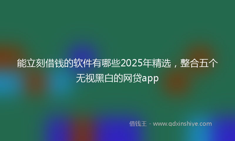能立刻借钱的软件有哪些2025年精选，整合五个无视黑白的网贷app