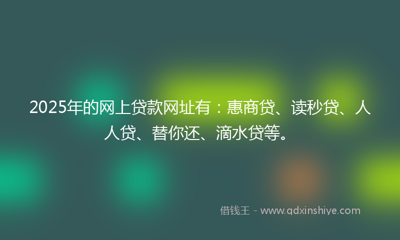 2025年的网上贷款网址有：惠商贷、读秒贷、人人贷、替你还、滴水贷等。