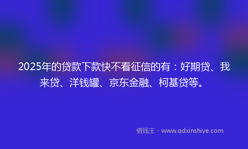 2025年的贷款下款快不看征信的有：好期贷、我来贷、洋钱罐、京东金融、柯基贷等。