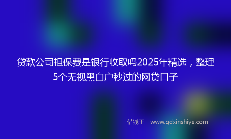 贷款公司担保费是银行收取吗2025年精选，整理5个无视黑白户秒过的网贷口子