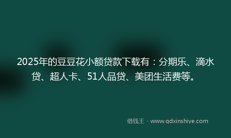 2025年的豆豆花小额贷款下载有：分期乐、滴水贷、超人卡、51人品贷、美团生活费等。