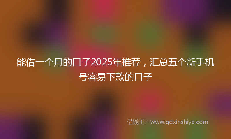 能借一个月的口子2025年推荐，汇总五个新手机号容易下款的口子