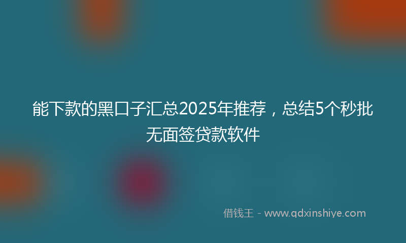 能下款的黑口子汇总2025年推荐，总结5个秒批无面签贷款软件