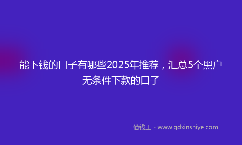 能下钱的口子有哪些2025年推荐，汇总5个黑户无条件下款的口子