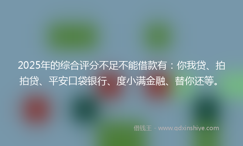 2025年的综合评分不足不能借款有：你我贷、拍拍贷、平安口袋银行、度小满金融、替你还等。