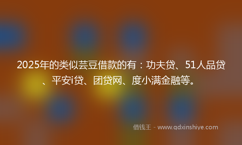2025年的类似芸豆借款的有：功夫贷、51人品贷、平安i贷、团贷网、度小满金融等。