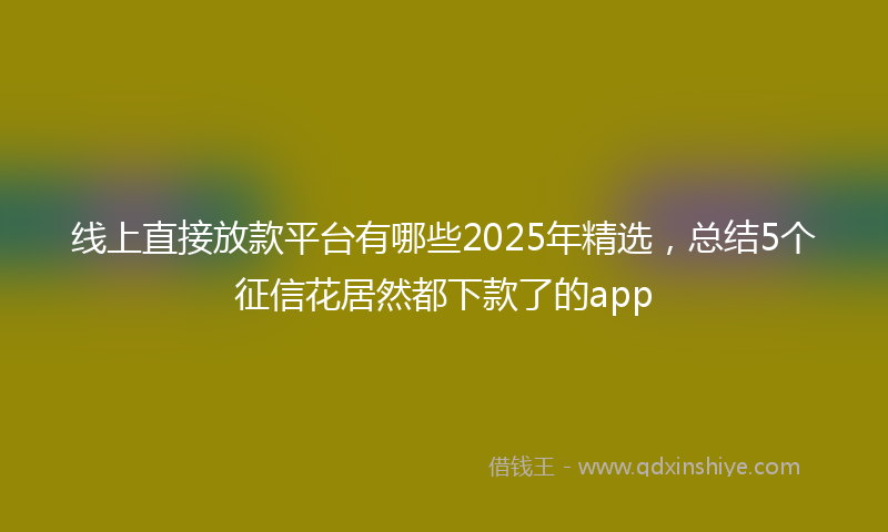 线上直接放款平台有哪些2025年精选，总结5个征信花居然都下款了的app