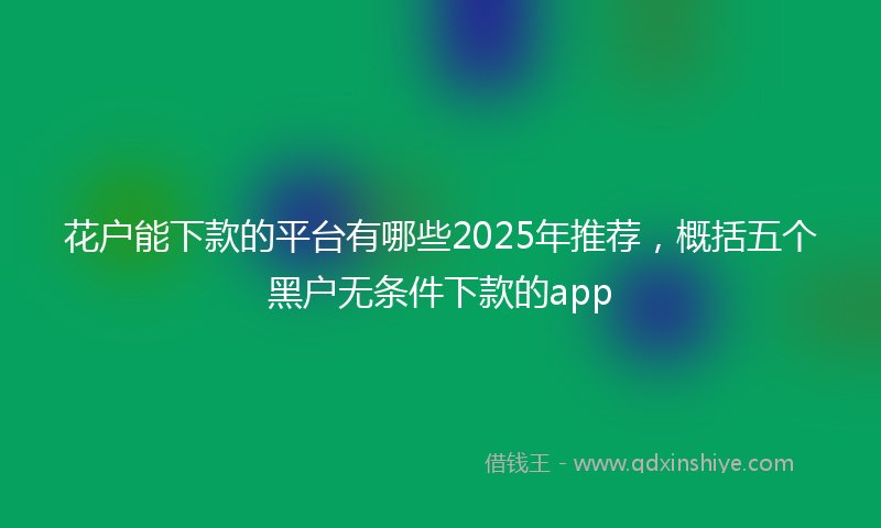 花户能下款的平台有哪些2025年推荐，概括五个黑户无条件下款的app