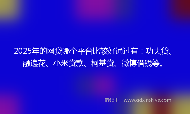 2025年的网贷哪个平台比较好通过有：功夫贷、融逸花、小米贷款、柯基贷、微博借钱等。