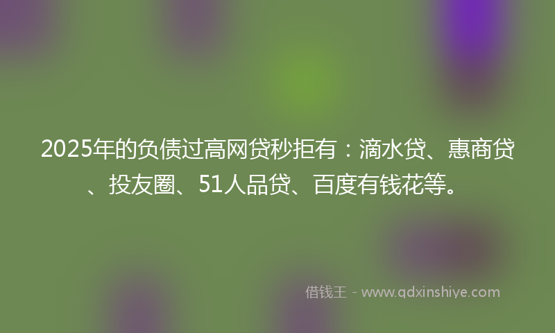 2025年的负债过高网贷秒拒有：滴水贷、惠商贷、投友圈、51人品贷、百度有钱花等。