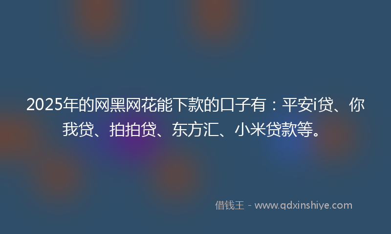 2025年的网黑网花能下款的口子有：平安i贷、你我贷、拍拍贷、东方汇、小米贷款等。
