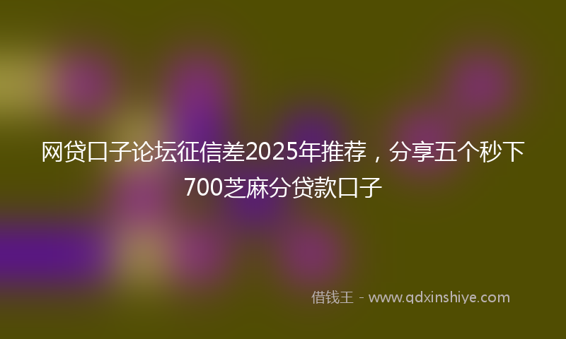 网贷口子论坛征信差2025年推荐，分享五个秒下700芝麻分贷款口子