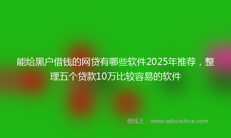 能给黑户借钱的网贷有哪些软件2025年推荐，整理五个贷款10万比较容易的软件