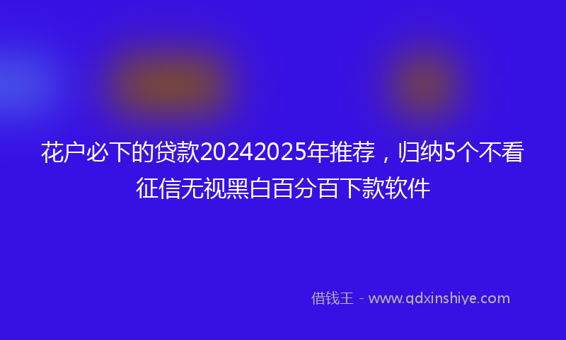 花户必下的贷款20242025年推荐，归纳5个不看征信无视黑白百分百下款软件