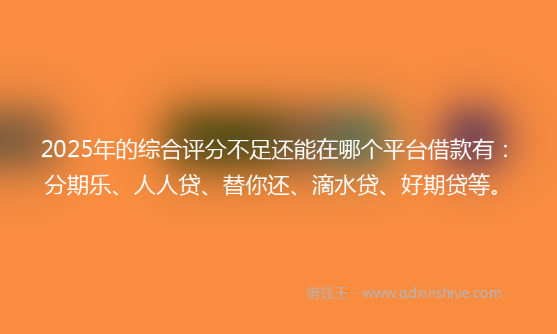2025年的综合评分不足还能在哪个平台借款有：分期乐、人人贷、替你还、滴水贷、好期贷等。