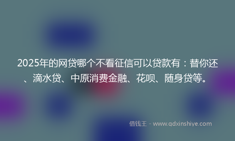 2025年的网贷哪个不看征信可以贷款有：替你还、滴水贷、中原消费金融、花呗、随身贷等。