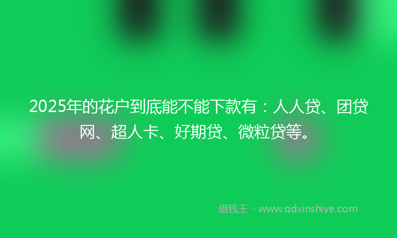 2025年的花户到底能不能下款有：人人贷、团贷网、超人卡、好期贷、微粒贷等。