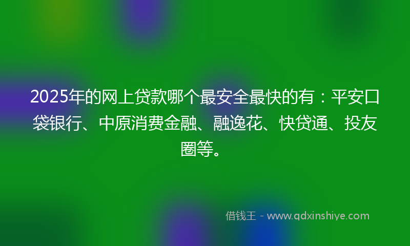 2025年的网上贷款哪个最安全最快的有：平安口袋银行、中原消费金融、融逸花、快贷通、投友圈等。