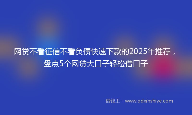 网贷不看征信不看负债快速下款的2025年推荐，盘点5个网贷大口子轻松借口子