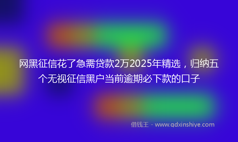 网黑征信花了急需贷款2万2025年精选，归纳五个无视征信黑户当前逾期必下款的口子