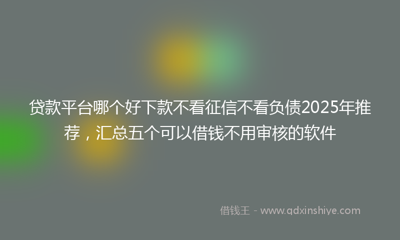 贷款平台哪个好下款不看征信不看负债2025年推荐，汇总五个可以借钱不用审核的软件