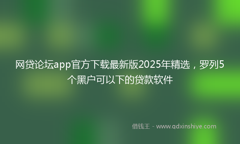 网贷论坛app官方下载最新版2025年精选，罗列5个黑户可以下的贷款软件
