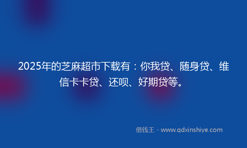 2025年的芝麻超市下载有：你我贷、随身贷、维信卡卡贷、还呗、好期贷等。