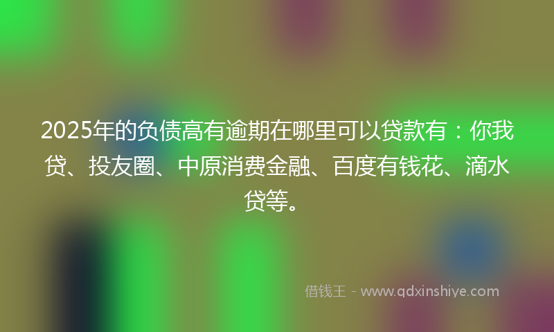 2025年的负债高有逾期在哪里可以贷款有：你我贷、投友圈、中原消费金融、百度有钱花、滴水贷等。