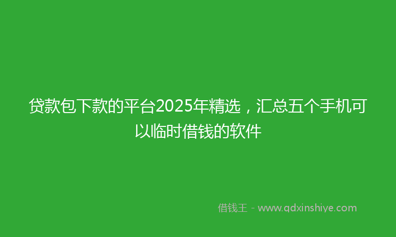 贷款包下款的平台2025年精选，汇总五个手机可以临时借钱的软件