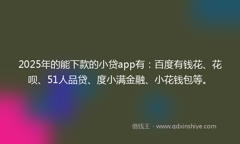 2025年的能下款的小贷app有：百度有钱花、花呗、51人品贷、度小满金融、小花钱包等。
