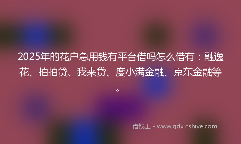 2025年的花户急用钱有平台借吗怎么借有：融逸花、拍拍贷、我来贷、度小满金融、京东金融等。