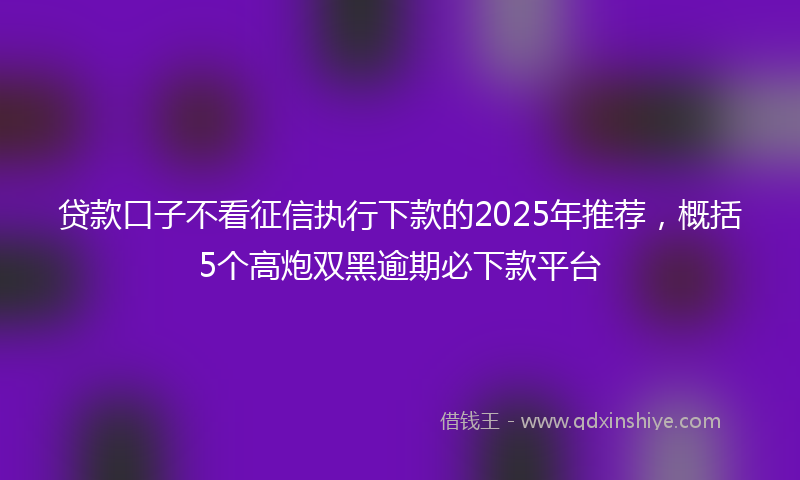 贷款口子不看征信执行下款的2025年推荐，概括5个高炮双黑逾期必下款平台