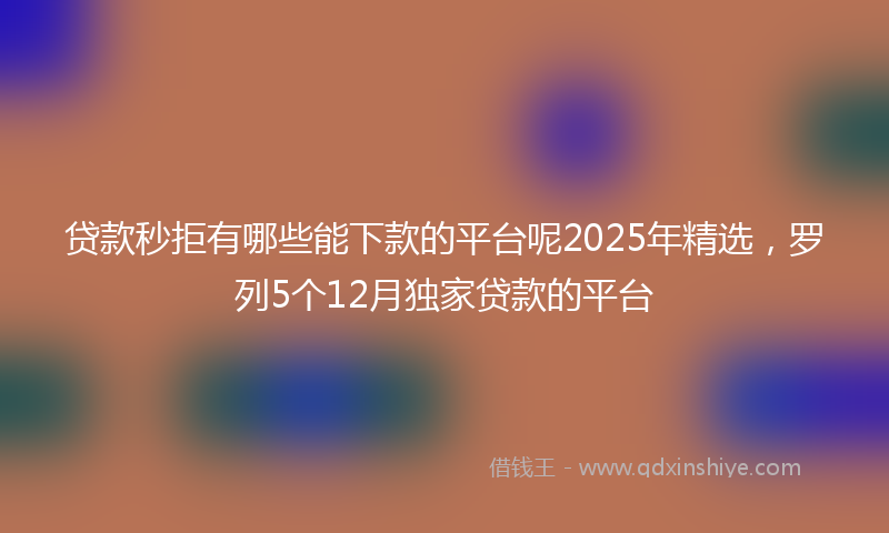 贷款秒拒有哪些能下款的平台呢2025年精选，罗列5个12月独家贷款的平台