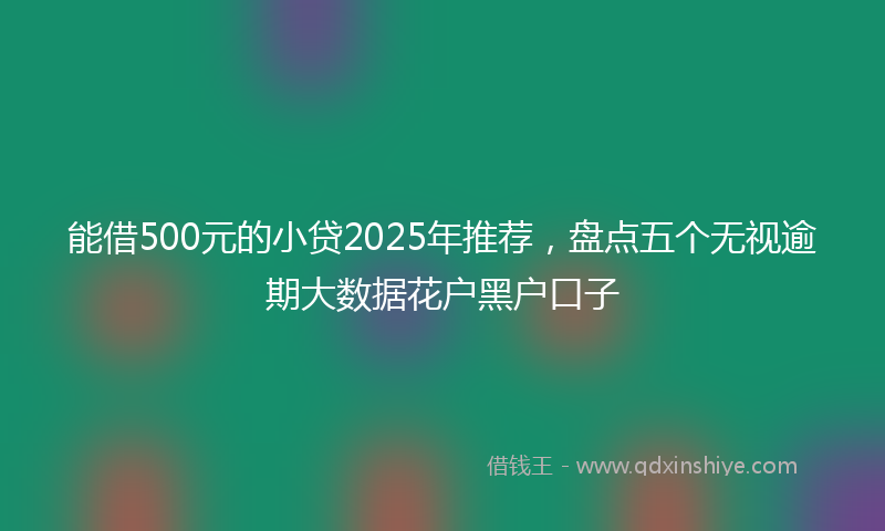 能借500元的小贷2025年推荐，盘点五个无视逾期大数据花户黑户口子