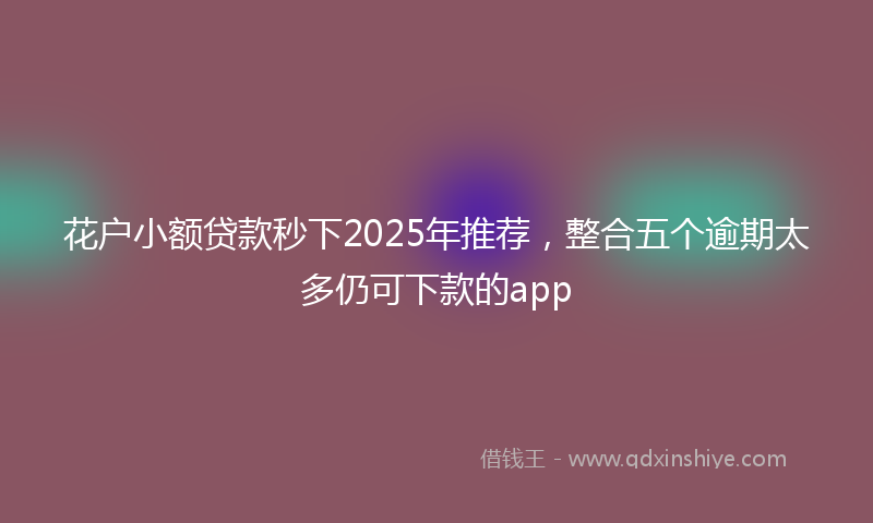 花户小额贷款秒下2025年推荐，整合五个逾期太多仍可下款的app