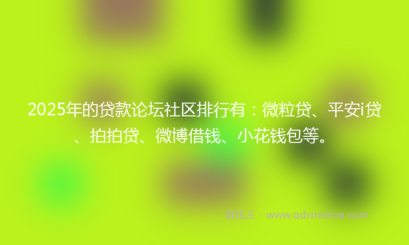 2025年的贷款论坛社区排行有：微粒贷、平安i贷、拍拍贷、微博借钱、小花钱包等。