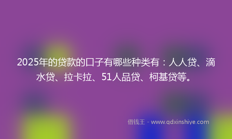2025年的贷款的口子有哪些种类有：人人贷、滴水贷、拉卡拉、51人品贷、柯基贷等。